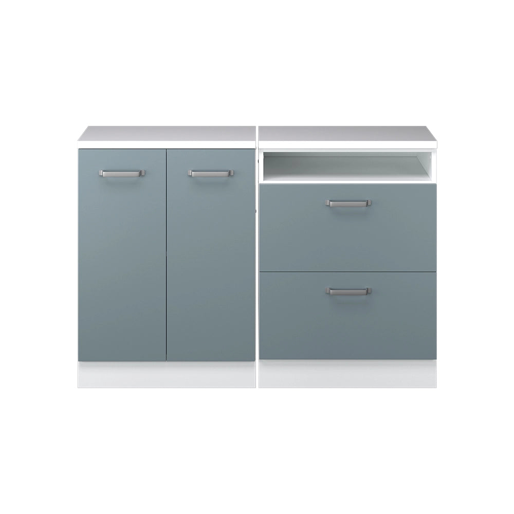 Set di mobili sottotetto Rion Grigio-blu/Bianco 120 cm Set di 2 carcasse armadio profondità 60 cm Vicco