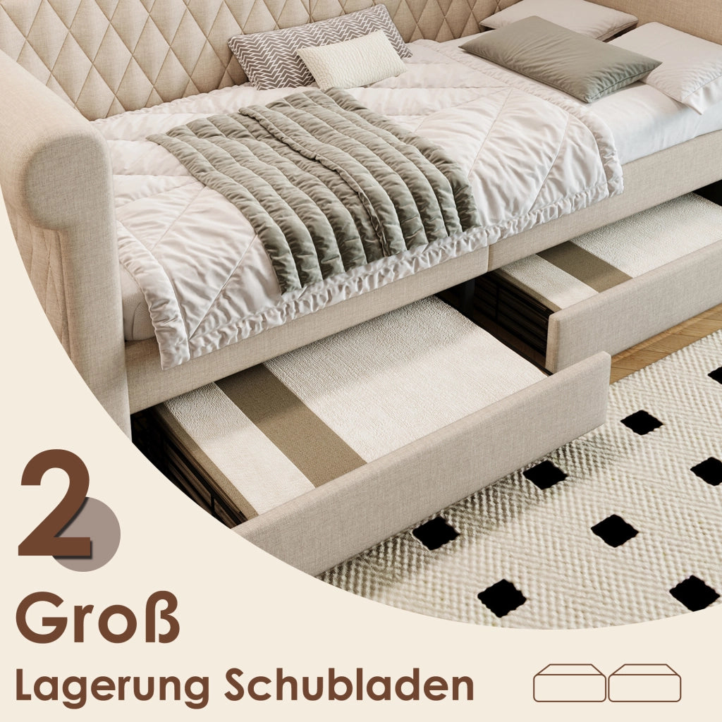 Letto con testata vintage divano letto in lino 90x200 cm