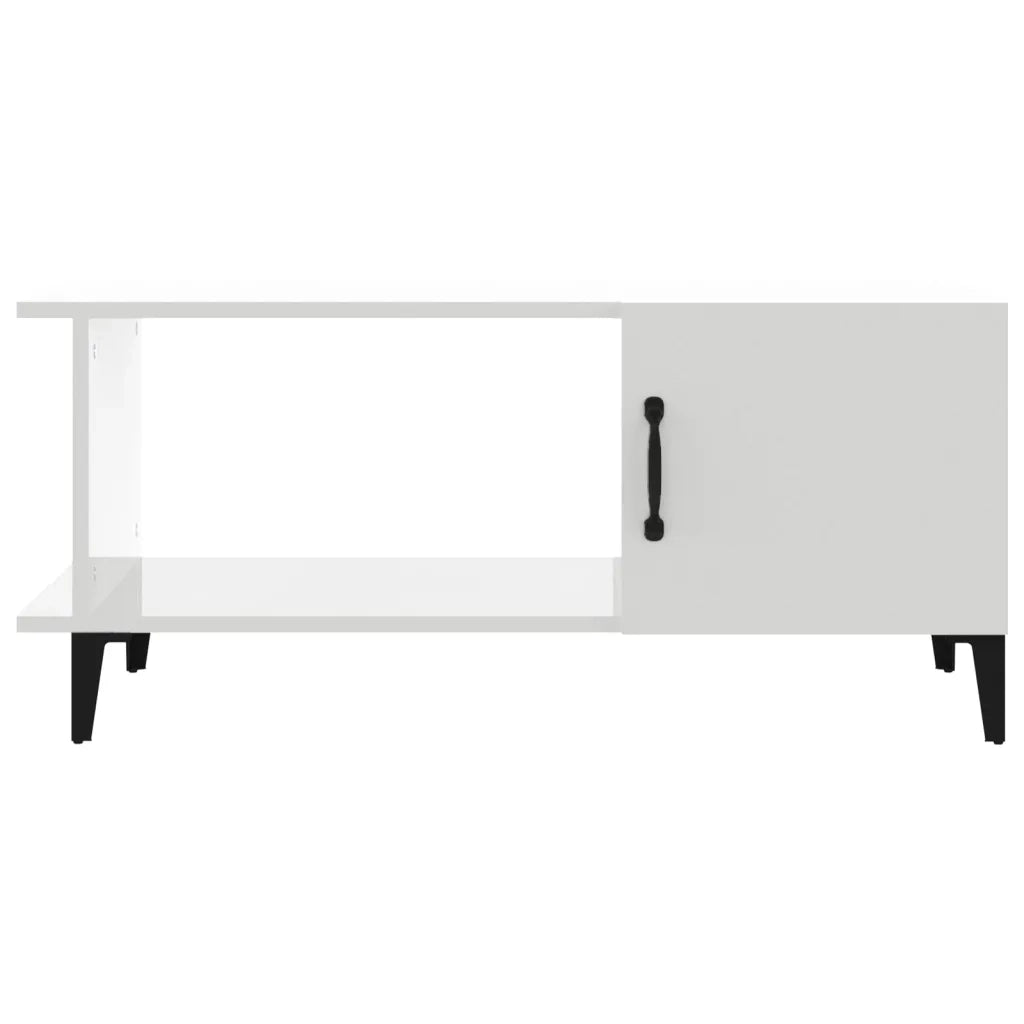 Tavolino da Salotto Bianco Lucido 90x50x40 cm Legno Multistrato 812759