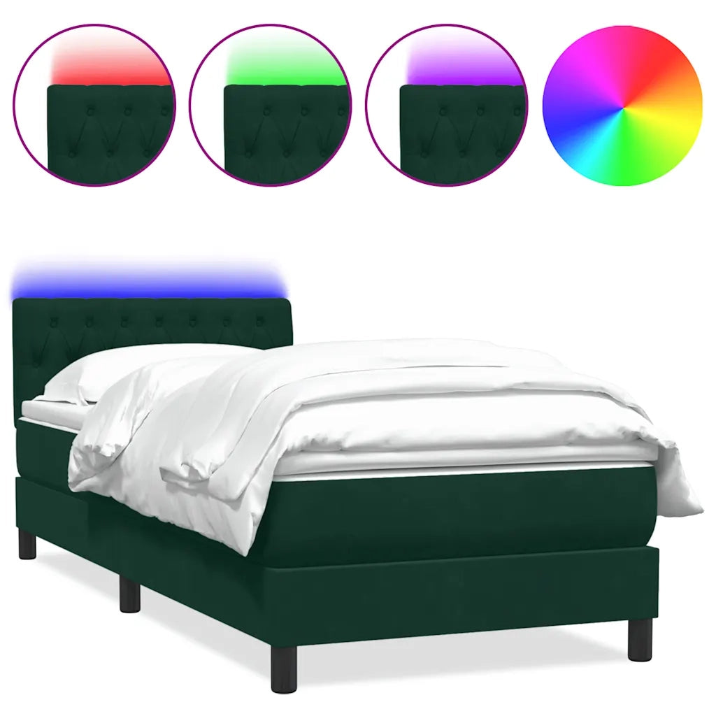 Giroletto a Molle con Materasso Verde Scuro 80x220 cm Velluto
