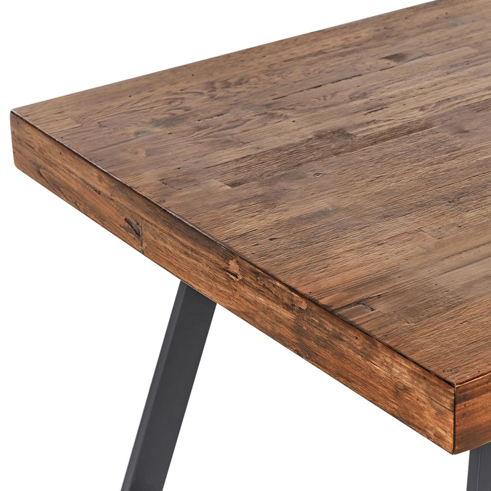 Tavolo da pranzo in legno di pino scuro MDF 130 x 70 cm Gambe stabili in metallo nero Sala da pranzo Soggiorno Stile industriale
