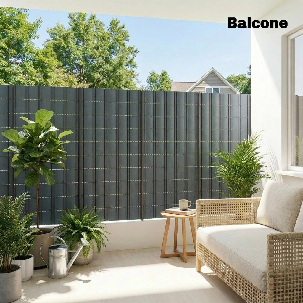 Set 4 Pezzi Frangivista da Giardino 3500x19 cm Anti UV Impermeabile con Fermagli in PP Grigio