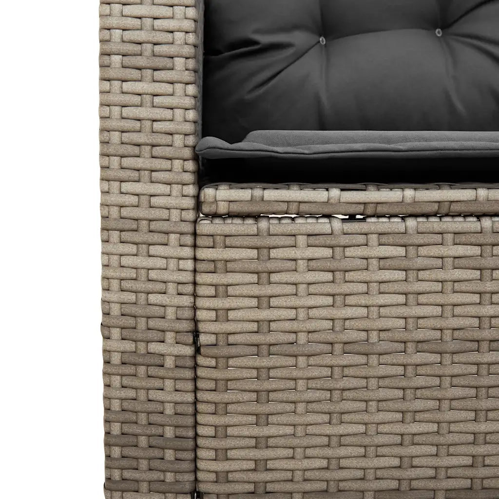 vidaXL Divano da Giardino con Tavolo e Cuscini a L Grigio Polyrattan
