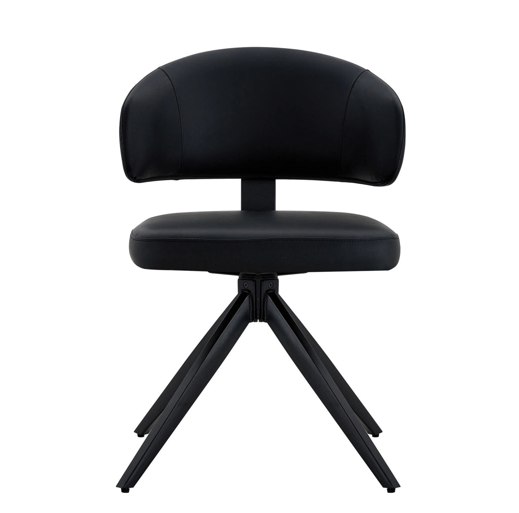 Set di 2 sedie da pranzo girevoli 360° in PU nero