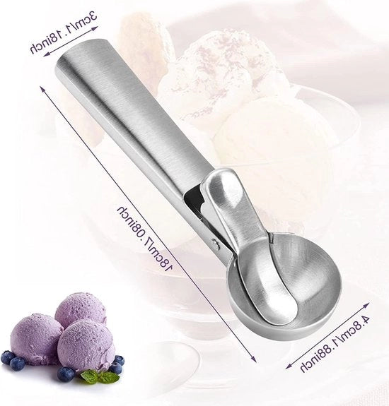 Ispettore in acciaio inossidabile per uso professionale - Ideale per gelato, melone, polpette - 18 x 4 x 3,5 cm