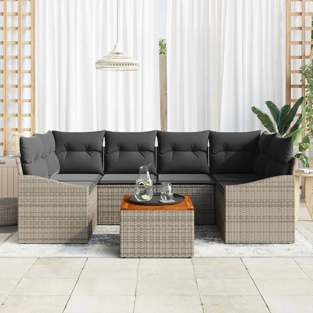Set Divano da Giardino 7 pcs Grigio polyrattan 3356452