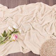 Tovaglia moderna in mussolina decorativa, stoffa semi-trasparente, romantica, lavabile, per decorazione di tavola, festa di nozze boho, priele, compleanni, 80x300