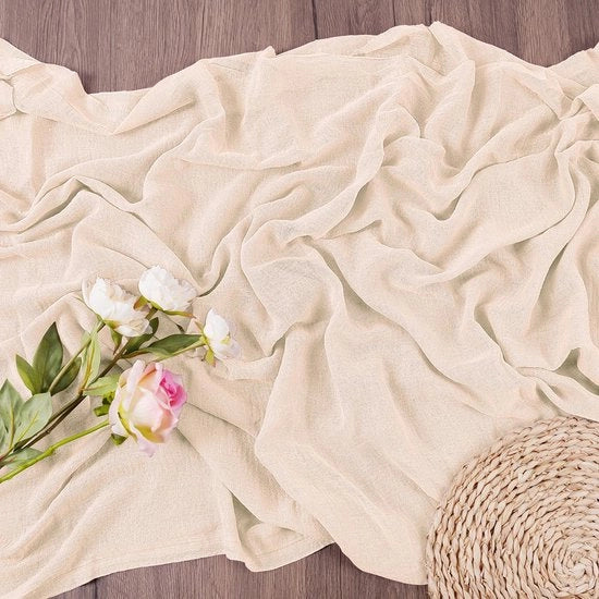 Tovaglia moderna in mussolina decorativa, stoffa semi-trasparente, romantica, lavabile, per decorazione di tavola, festa di nozze boho, priele, compleanni, 80x300
