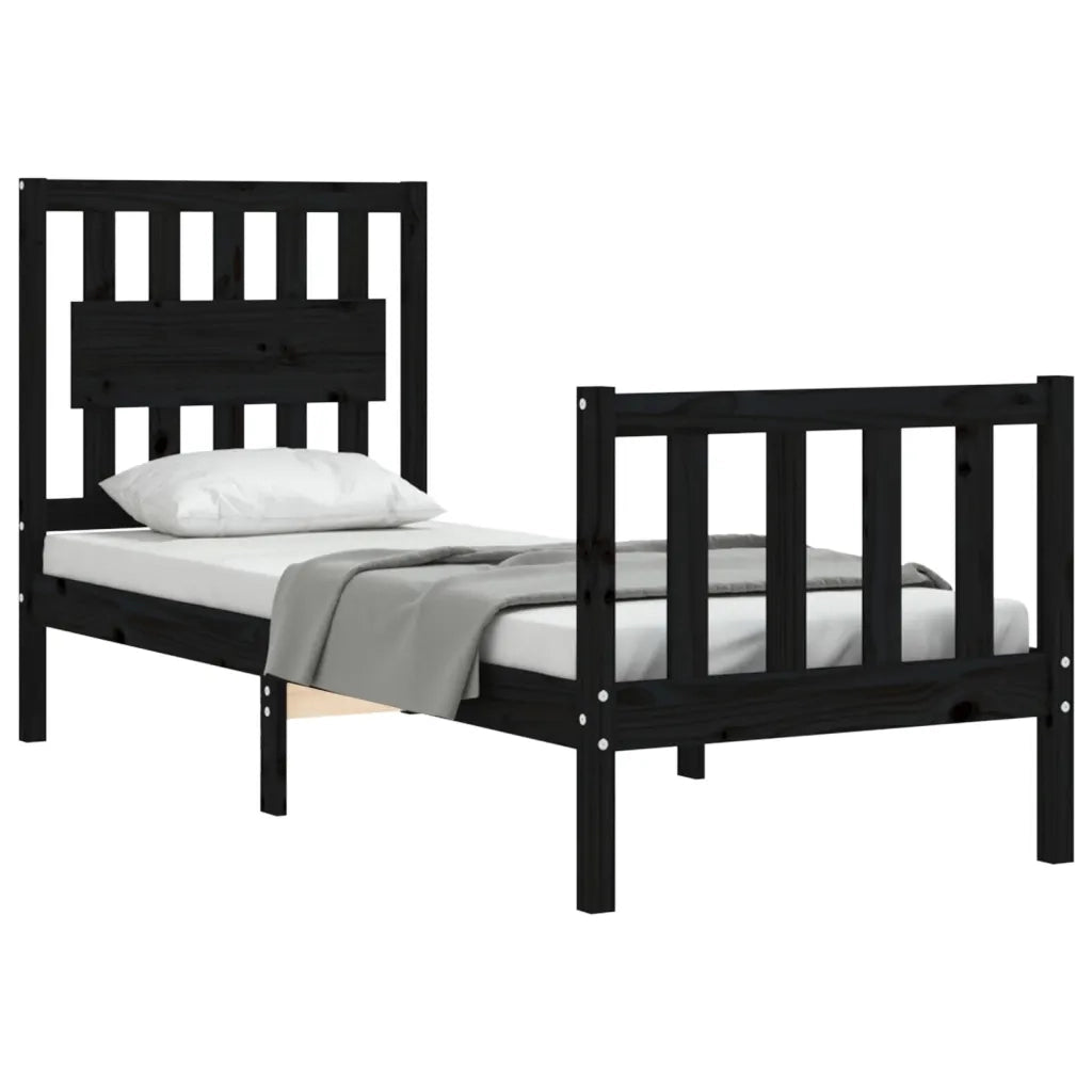 Giroletto con Testiera Nero Small Single in Legno Massello 3192390