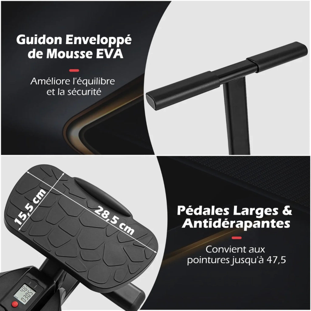 Stepper Twist per il fitness 58 x 48 x 97,5-117,5 cm manubrio antiscivolo regolabile design moderno in metallo nero 20_0013622