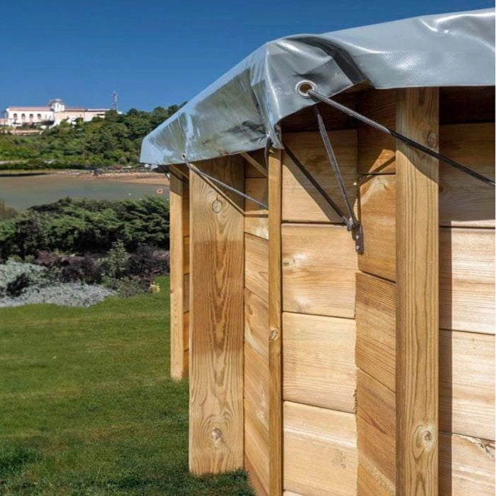 Copertura Invernale in PVC 580 gr/m² per piscine in legno Gre - Copertura Invernale In Pvc 580 Gr/m² Per Piscine In Legno Gre  Copertura Invernale 8,92 X 4,95 M Per Piscina Ottagonale Allungata In Legno Gre 8,52 X Dimensione piscina: 5.51 x 3.51 m