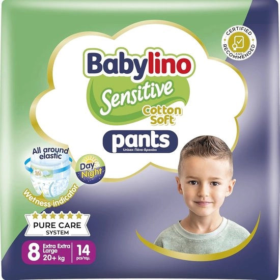 Pannolino Sensitive per Bambino XXL per Ragazzi e Ragazze - Taglia 8 (20+ kg) - 14 Unità