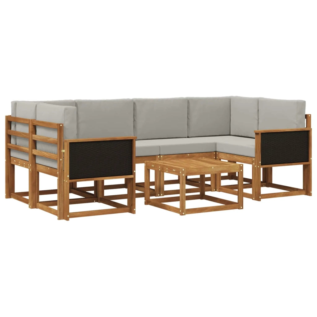 Set di divani da esterno 5 pz Naturale e Grigio Chiaro 3385022