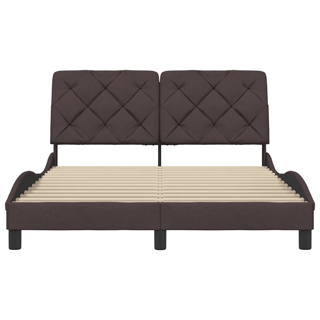 vidaXL Giroletto senza Materasso Marrone Scuro 140x190 cm Tessuto