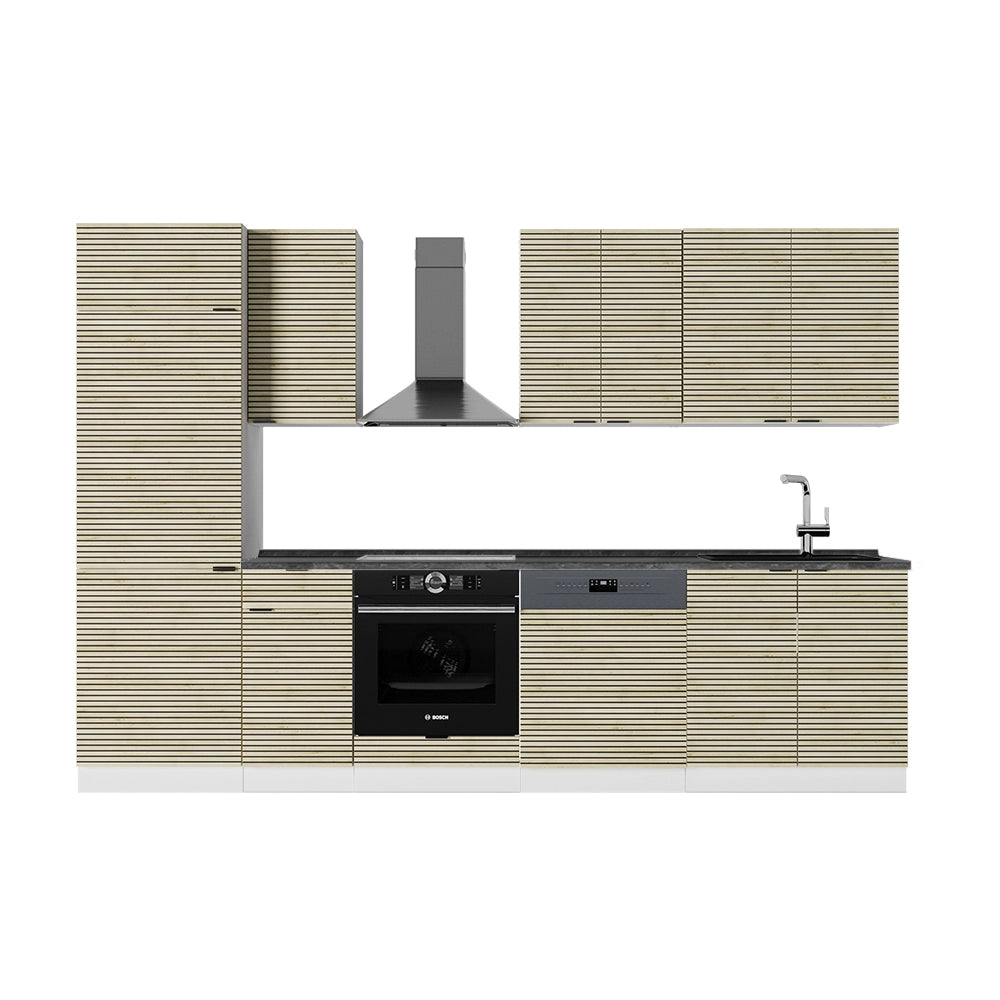 Cucina componibile Fame-Line Pannello in quercia/Bianco 300 cm, PL Antracite Vicco
