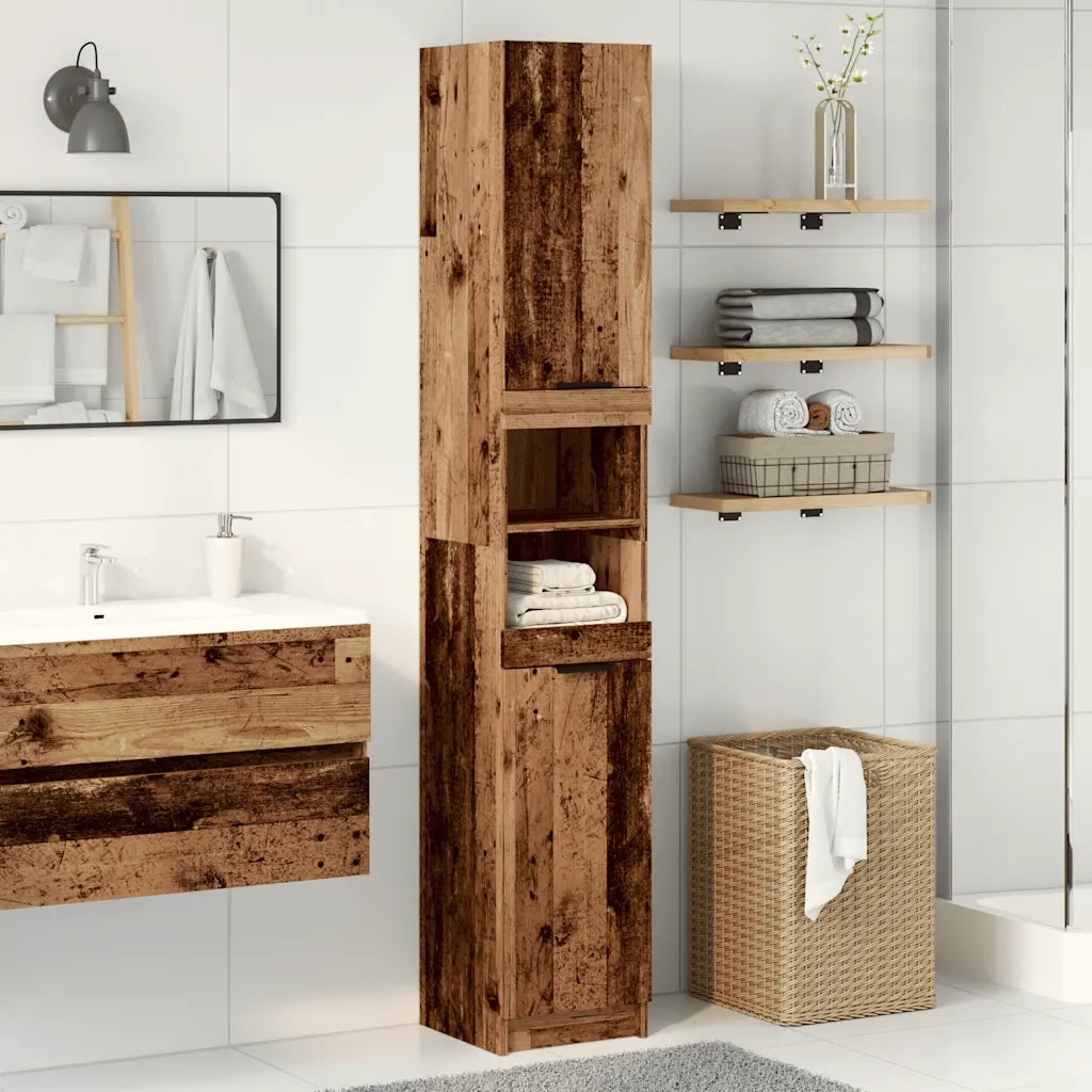 Armadietto Bagno Legno Antico 32x34x188,5 cm Legno Multistrato 856943
