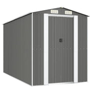 Casetta da giardino cabina ripostiglio capanno da esterno capanno per attrezzi robusta colore chiaro 192 x 357 x 223 cm acciaio zincato grigio 02_0022257