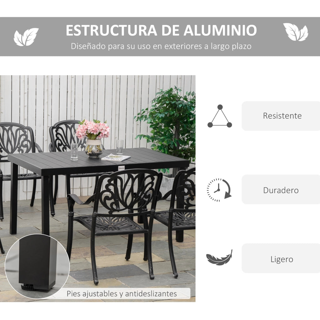 Tavolo da Giardino Rettangolare 6 Posti ¨C zephmum ¨C Grigio Scuro 140x90x74 cm
