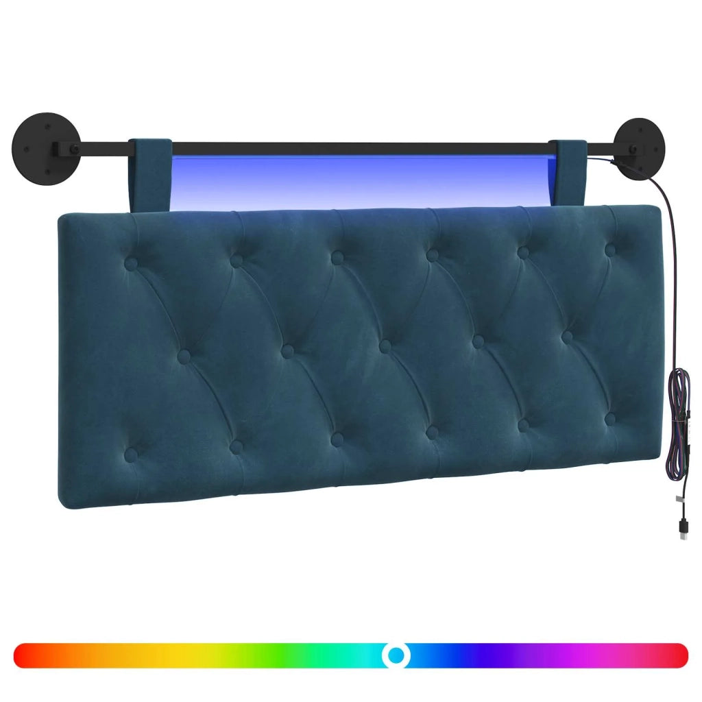 Testiera sospesa Con luce LED Blu Velluto 3424591