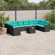 Set Divani da Giardino 11 pz con Cuscini in Polyrattan Nero 3219467