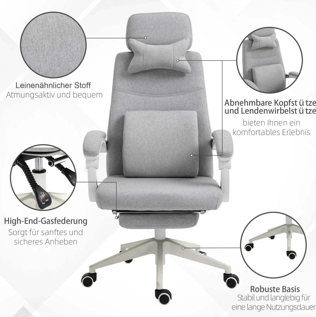 Sedia da ufficio ergonomica reclinabile grigia