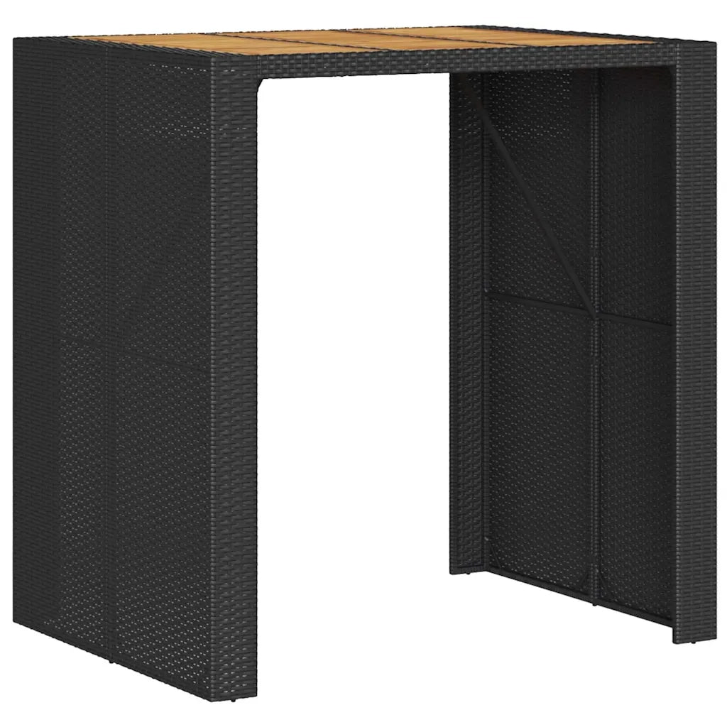 Set Bar da Giardino 5 pz con Cuscini Nero in Polyrattan Acacia 3328896