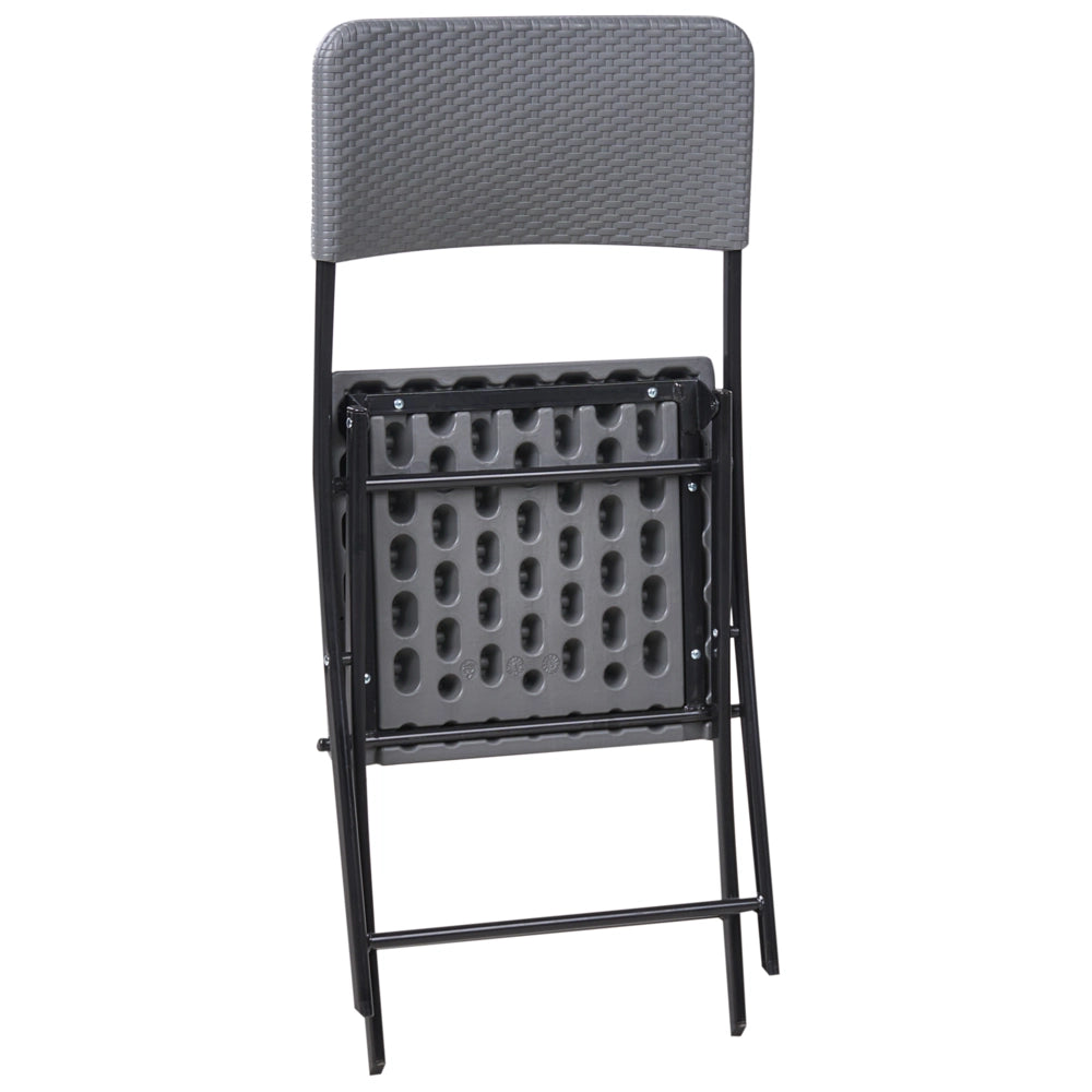 Set da bistrot con tavolo e 2 sedie Seduta e schienale in materiale sintetico Gambe in acciaio Pieghevole Resistente alle intemperie grigio
