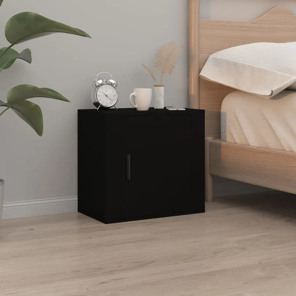 Comodini a Muro 2 pz-Set di 2 Tavolino da notte Nero 50x30x47 cm