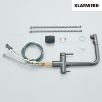 Felix | miscelatore estraibile 3 vie premium grigio titanio opaco | rubinetto da cucina a osmosi in acciaio inox| 360 gradi rotabile filtro 3 attacchi