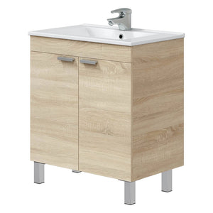 Cariati, Mobile Sottolavabo 2 Ante, 70x45x80h cm Marrone Rovere