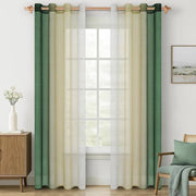 Set di tende trasparenti a 2 pezzi, olio verde, effetto colorato, 225x140 cm, soggiorno, stile moderno.