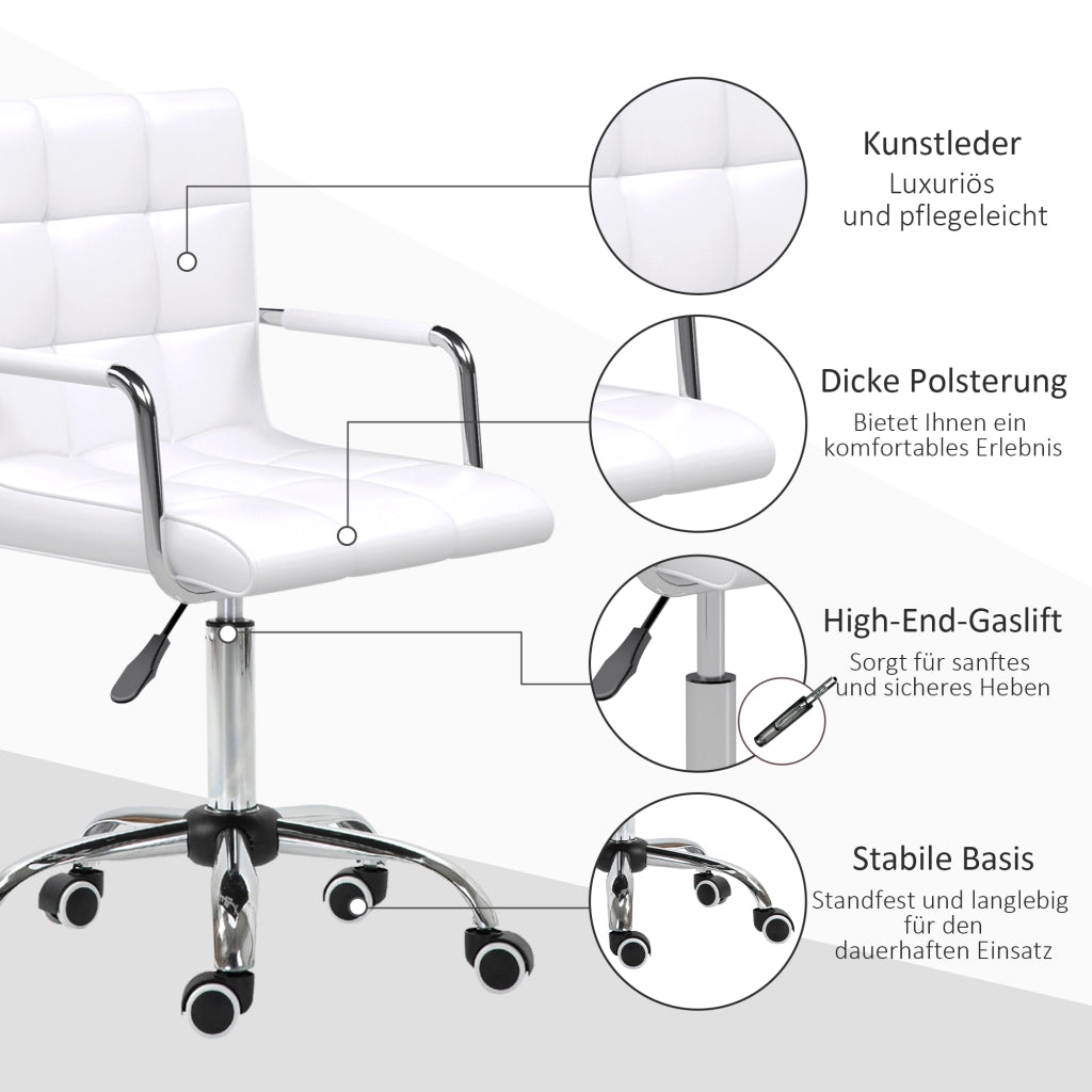 SEDIA DA UFFICIO girevole regolabile 64x32x53 cm PVC bianco