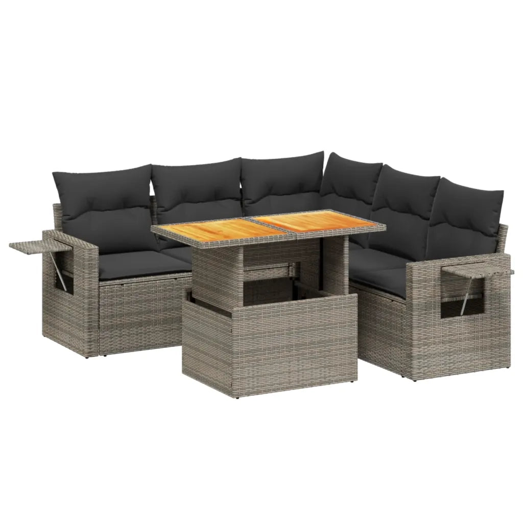 Set Divano da Giardino 6 pz con Cuscini Grigio in Polyrattan 3271753