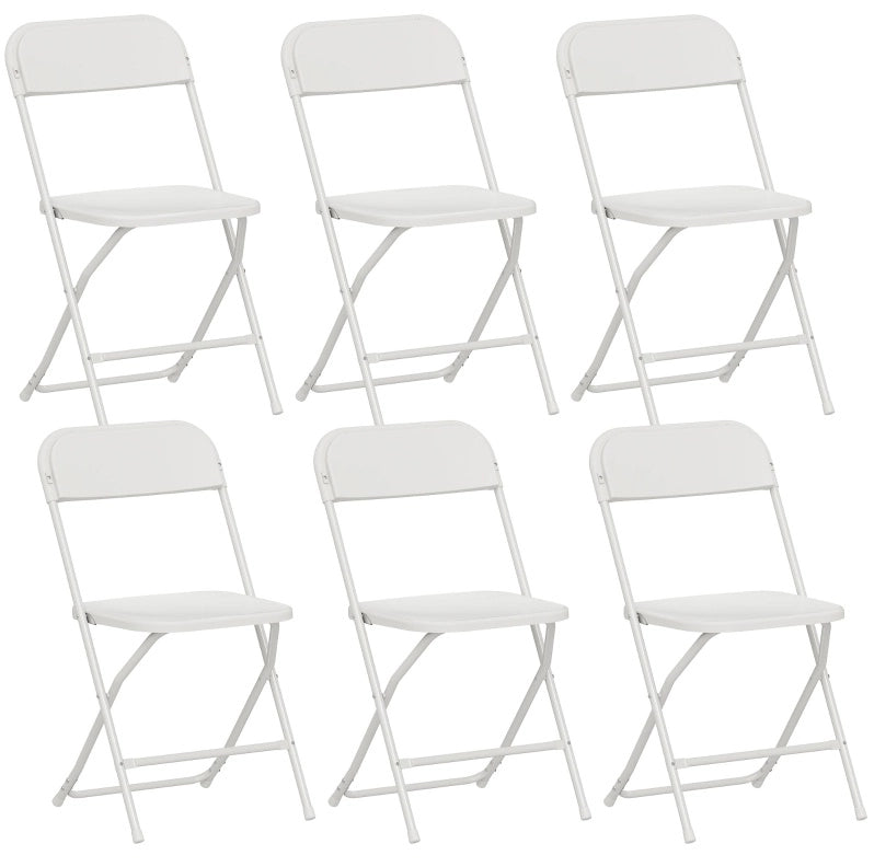 Set di 6 sedie pieghevoli bianche in plastica