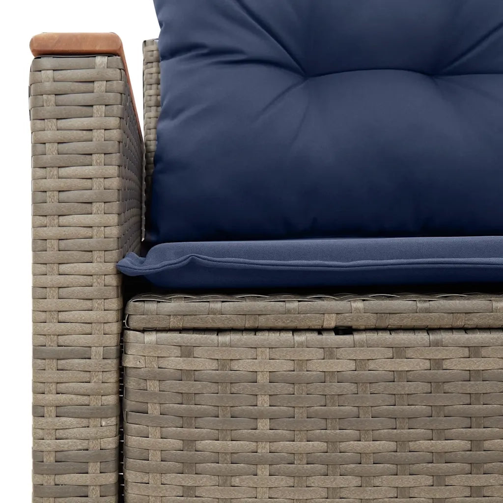 Divano da giardino con cuscini a 2 posti grigio in polyrattan
