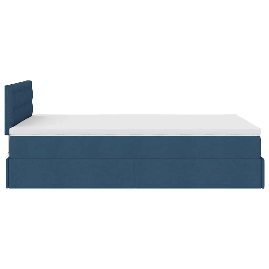 Struttura Letto Pouf con Materasso Blu 120x190 cm in Tessuto 3311614