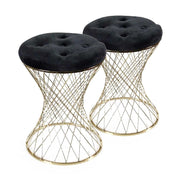 SET 2 SGABELLI LISBONA IN METALLO CON SEDUTA IMBOTTITA Ø 35 X 47 CM NERO