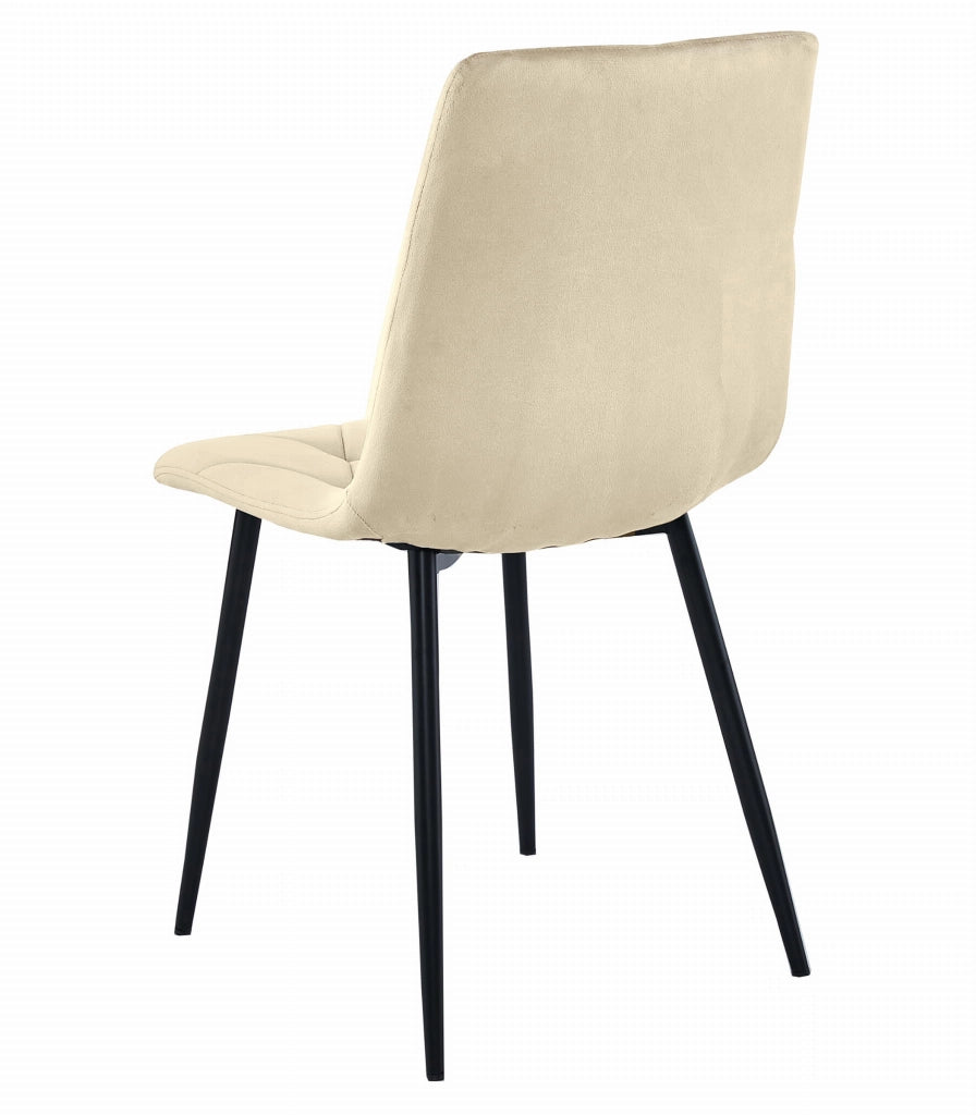 Sedia da pranzo Valora Tyra in velluto beige chiaro con gambe nere x4
