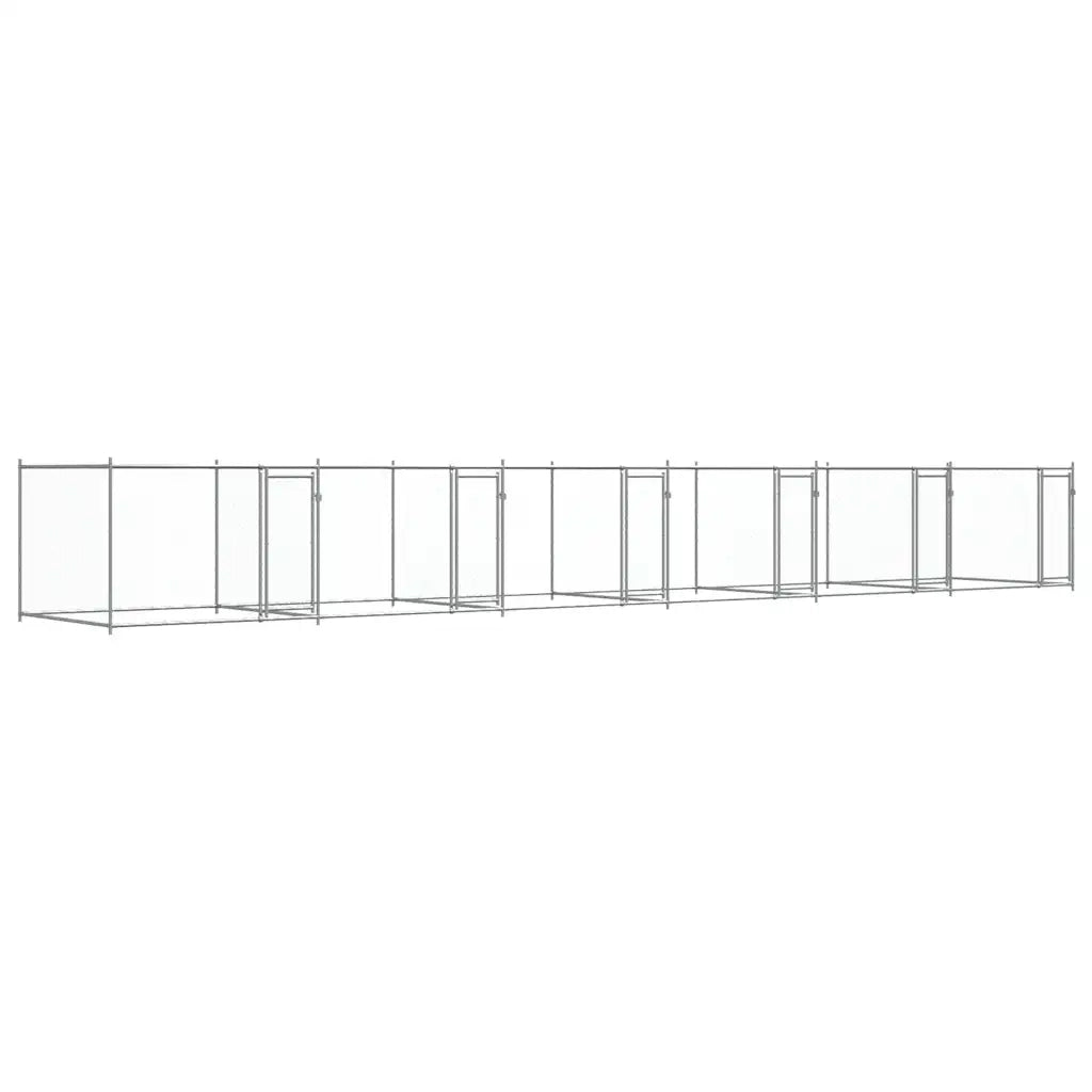 Gabbia per Cani con Porte Grigia 12x2x1,5 m in Acciaio Zincato