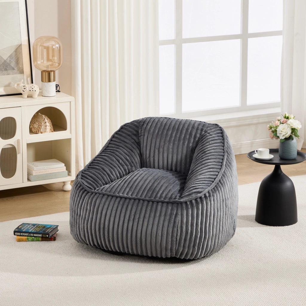 Poltrona a sacco 46x43x29 cm in ciniglia grigio scuro, memory foam –