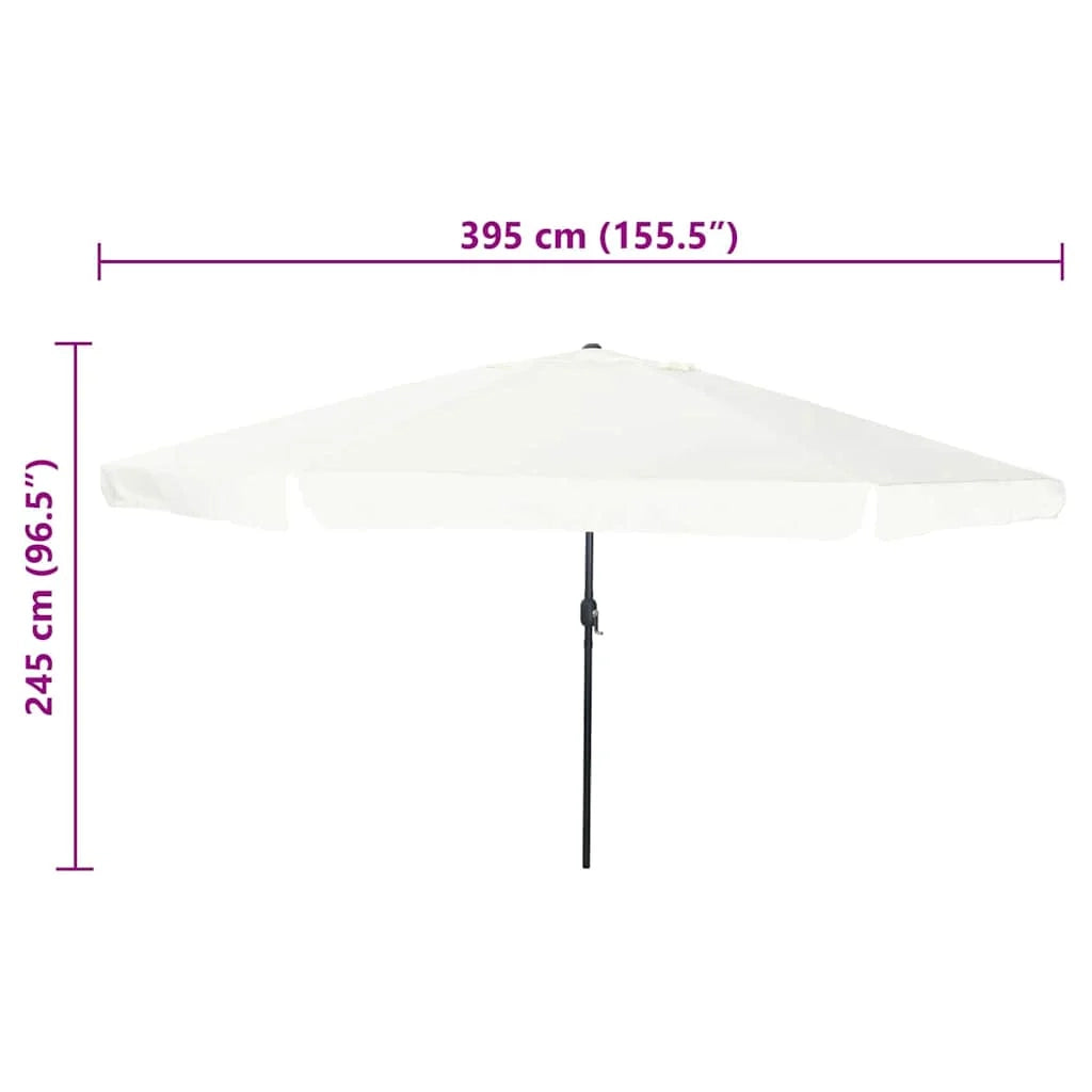 Ombrellone da giardino moderno pieghevole 395 x 395 x 245 cm con protezione UV in poliestere color sabbia 02_0058779