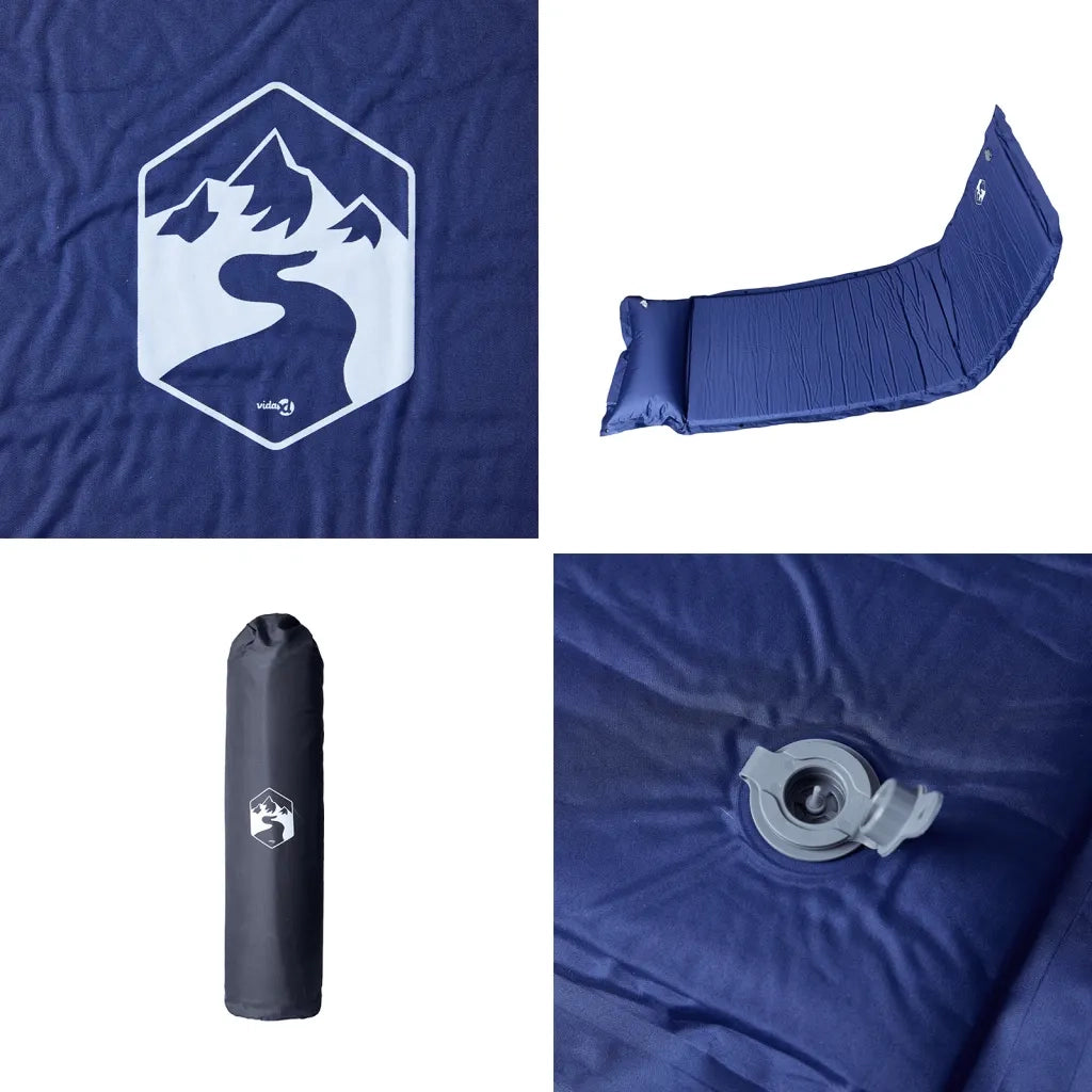 Materasso Campeggio Autogonfiabile Cuscini 1 Persona Blu Marino CFW4444862