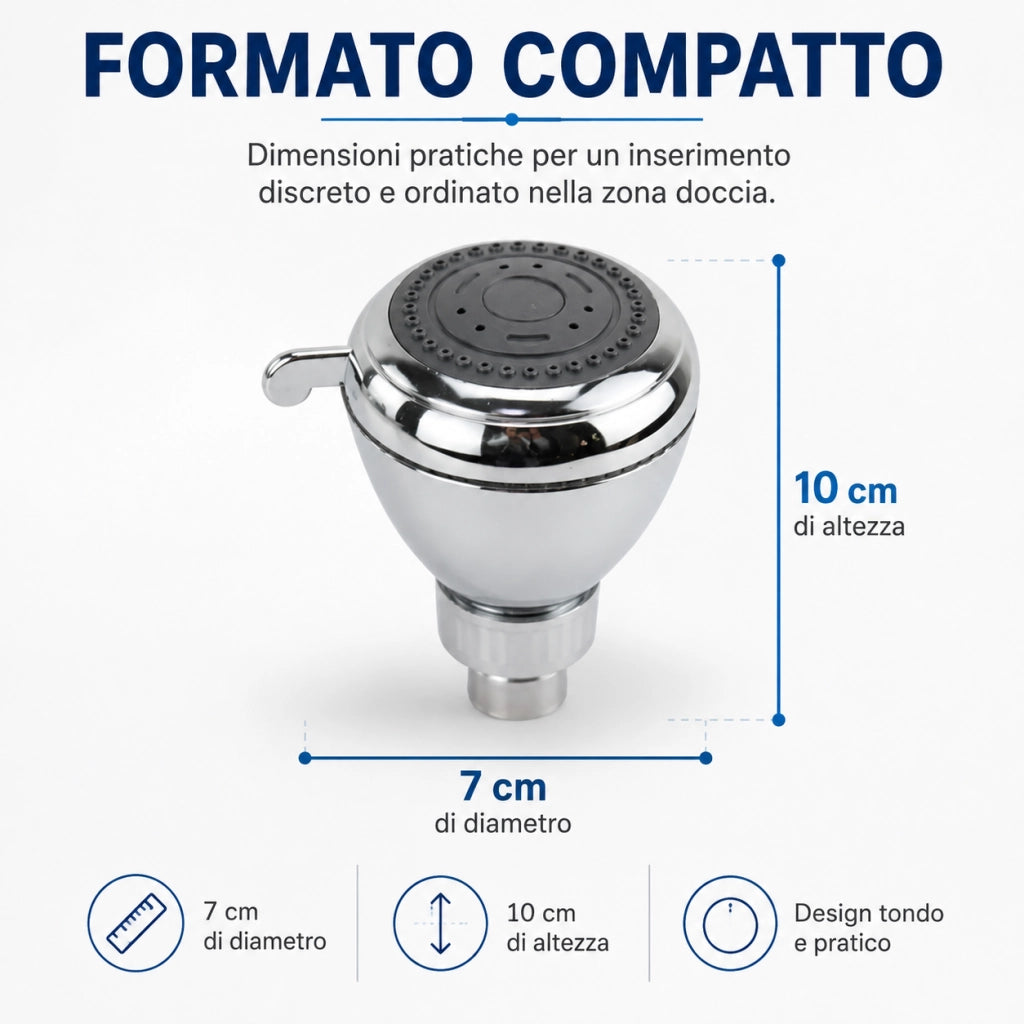 Soffione Doccia Tondo Multigetto 7 cm Cromato Lucido Termoplastica 59232
