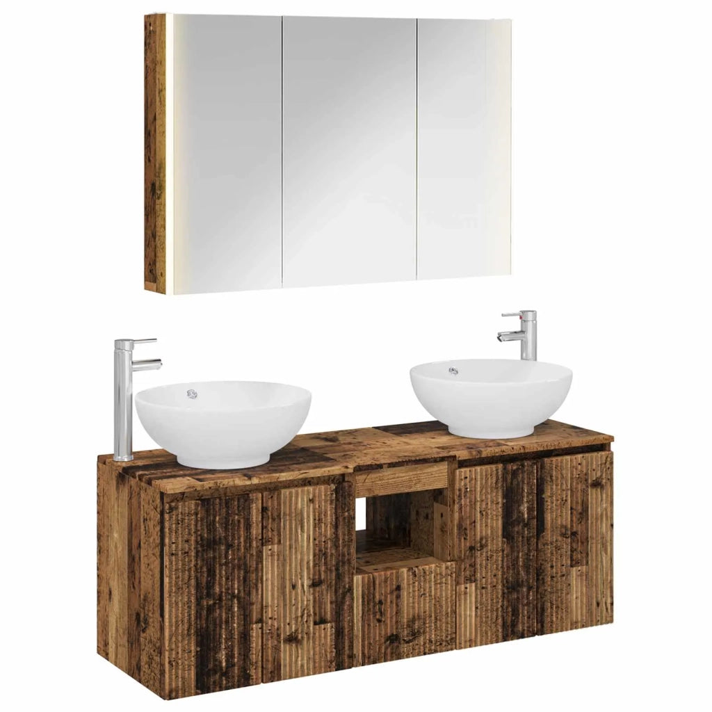 Set di Armadi da Bagno 4 pcs Legno antico Legno ingegnerizzato 3406509