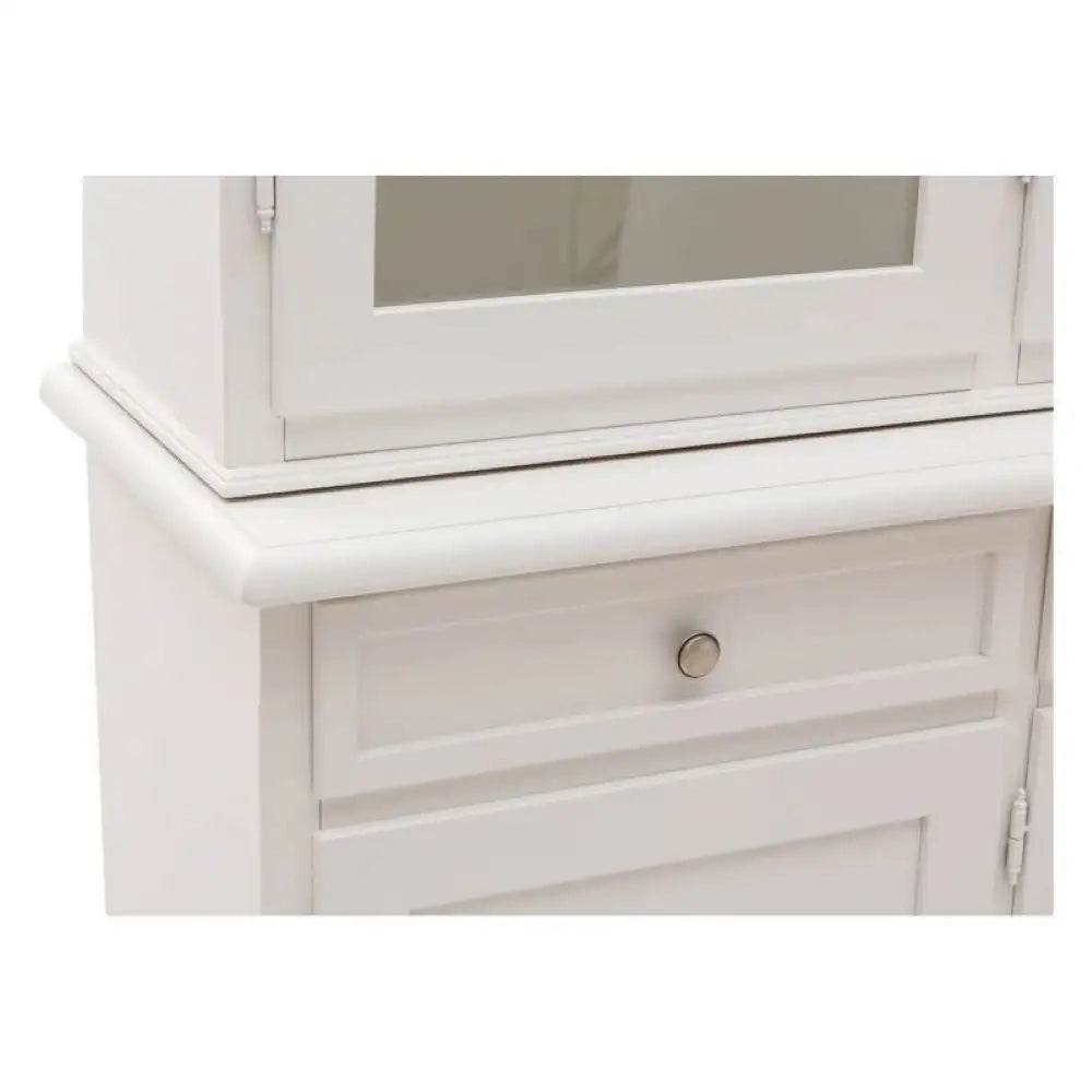 Cristalliera 8 ante 4 cassetti arte povera in legno massello e mdf con rifinitura in bianco 205x42x205 H