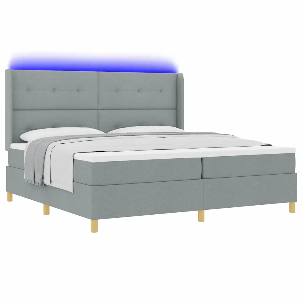Letto a molle con testiera Grigio chiaro 200 x 200 cm Tessuto 3343714
