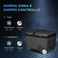 Frigo Portatile Elettrico 35L da 12 Volt con Maniglia e Schermo LCD, 63.2x42x42.8 cm, Grigio