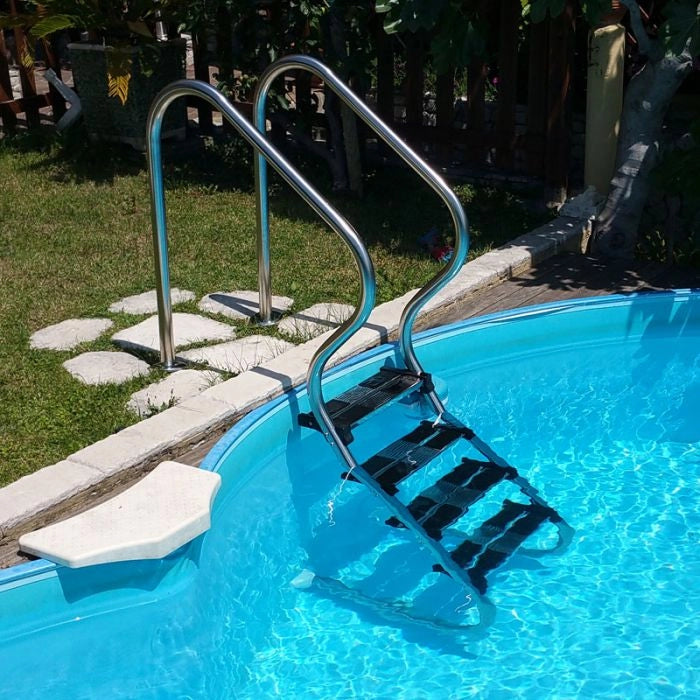 Scaletta COMFORT Inox AISI 304 per piscine interrate - Scaletta Comfort Inox Aisi 304 Per Piscine Interrate 4 Gradini - Per Piscine Con Altezza Minima 1,30 M Altezza: 4 gradini