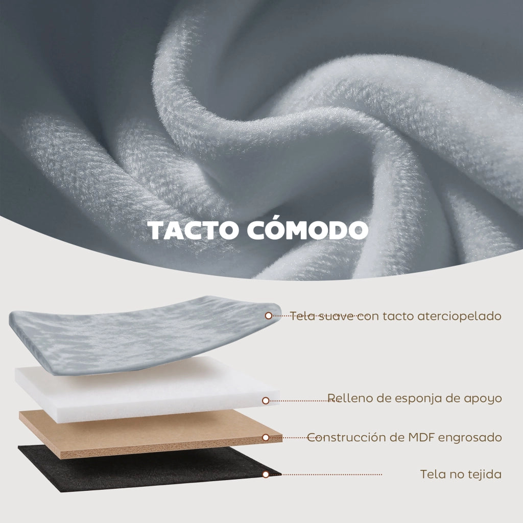 Poltrona Puff con Contenitore ¨C Zephmum ¨C Grigio Scuro Tessuto Velluto 76x38x35 cm