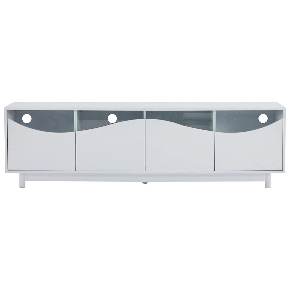 Mobile TV curvo - Xylo - 175x38x51cm vetro temperato LED bianco